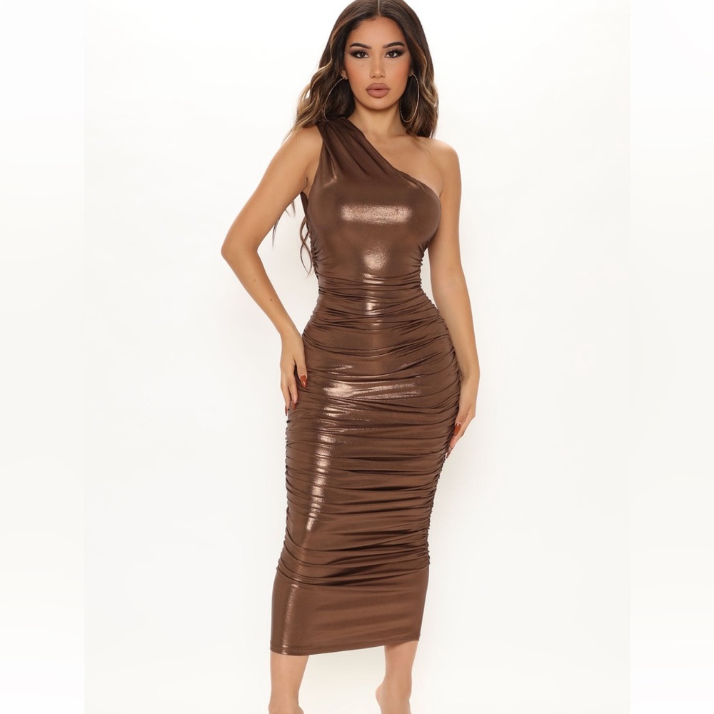 Gold one sounder midi dress large